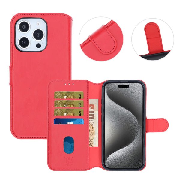 iPhone 16 Pro Etui Detachable Wallet Case Rød