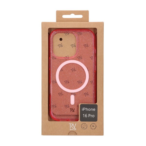 iPhone 16 Pro Cover Glitter MagSafe Lyserød