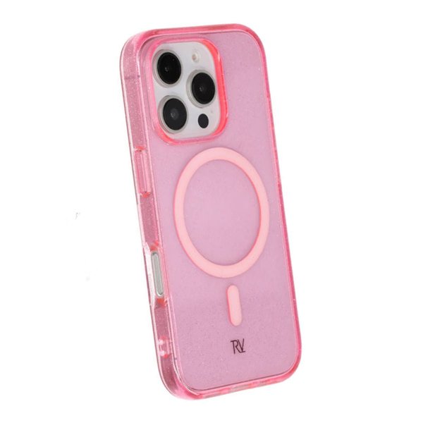 iPhone 16 Pro Cover Glitter MagSafe Lyserød