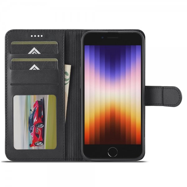 iPhone 16e/17e Etui med Kortholder Stativfunktion Sort