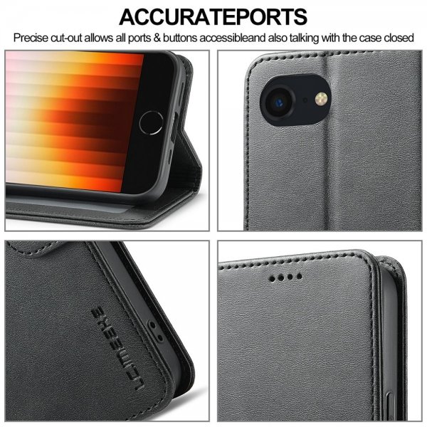 iPhone 16e/17e Etui med Kortholder Stativfunktion Sort