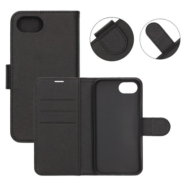 iPhone 16e/17e Etui med Kortholder Stativfunktion Sort