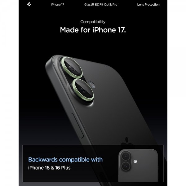 iPhone 17 Kamerabeskytter GLAS.tR EZ Fit Optik Pro 2-pak Grøn