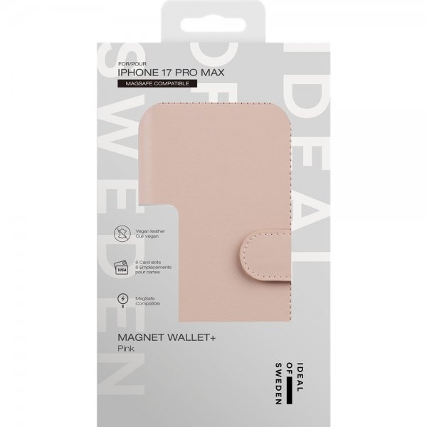 iPhone 17 Pro Max Etui Magnet Wallet+ MagSafe Lyserød