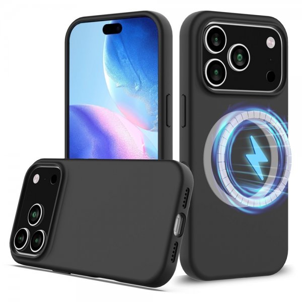 iPhone 17 Pro Max Cover Silicone Feather Series MagSafe Raven Black