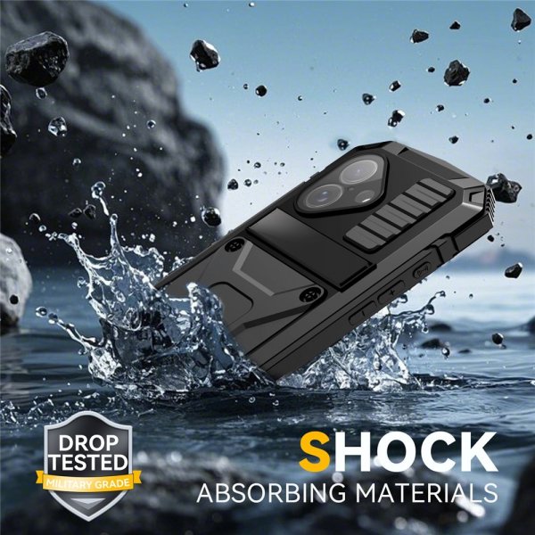 iPhone 17 Cover Metal Stødabsorberende Sort