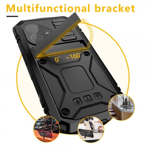 iPhone 17 Cover Metal Stødabsorberende Sort