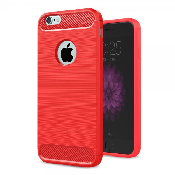 iPhone 6/6S Plus Cover Børstet Karbonfibertekstur Rød