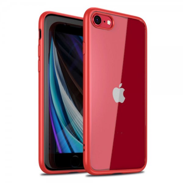 iPhone 7/8/SE Cover Transparent Bagside Rød