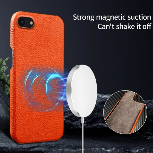 iPhone 7/8/SE Cover Ægte Læder MagSafe Lyserød