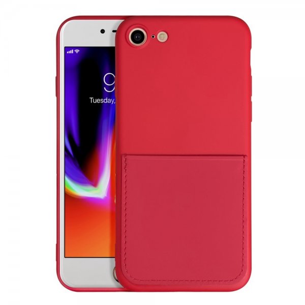 iPhone 7/iPhone 8/iPhone SE 2020/iPhone SE 2022 Cover Silikone Kortholder Rød