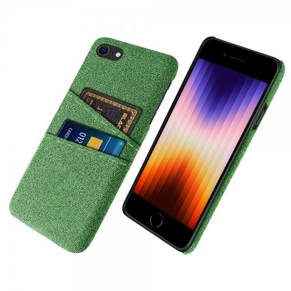 iPhone 7/iPhone 8/iPhone SE 2020/iPhone SE 2022 Cover Kortholder til to kort Stof Grøn