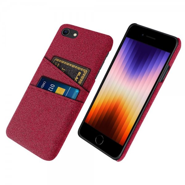 iPhone 7/iPhone 8/iPhone SE 2020/iPhone SE 2022 Cover Kortholder til to kort Stof Rød