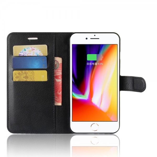 iPhone 7 Plus/iPhone 8 Plus Etui Litchi Sort