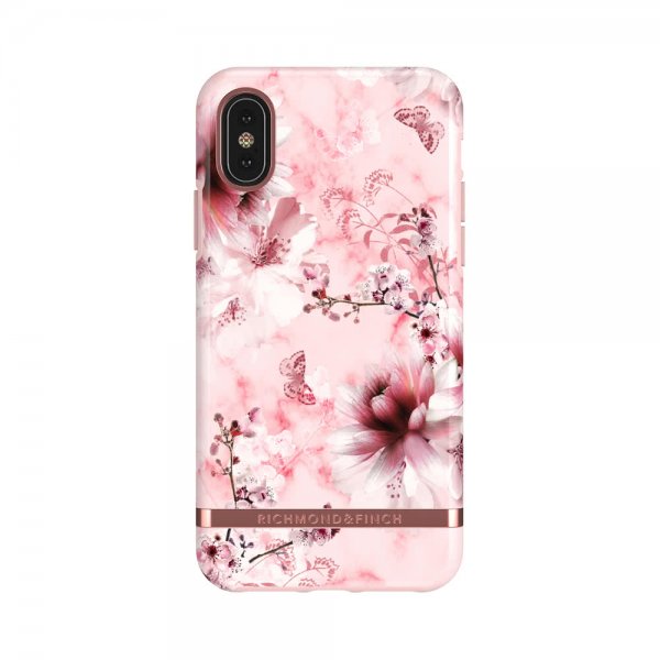 iPhone X/Xs Cover Pink Marble Floral