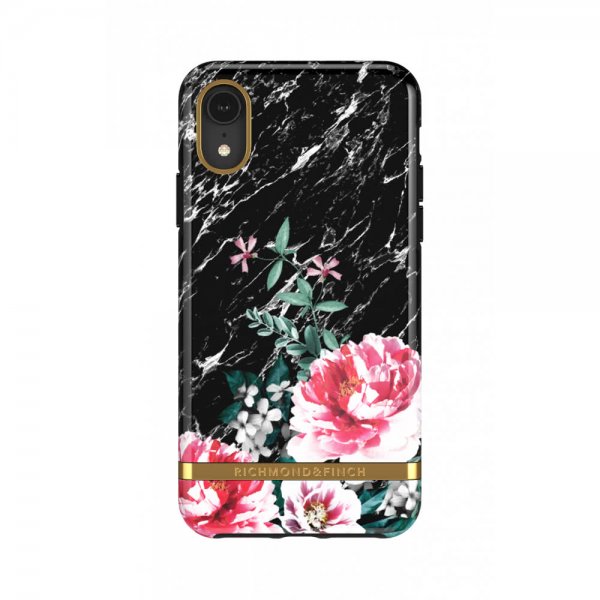 iPhone Xr Cover Black Marble Floral