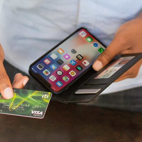 iPhone Xs Max Plånboksfodral Journal Äkta Läder Svart