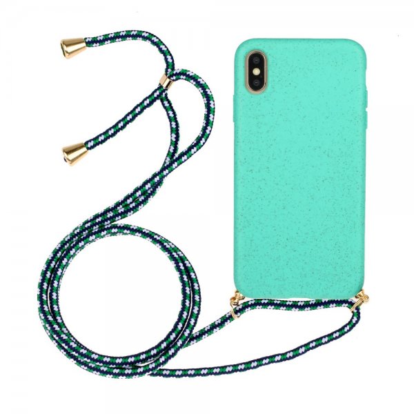 iPhone X/Xs Cover med Strop Cyan