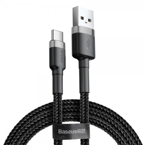 Kabel Cafule Cable USB-A/USB-C 3m Grå Sort