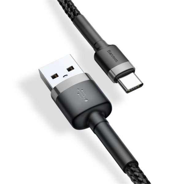 Kabel Cafule Cable USB-A/USB-C 3m Grå Sort