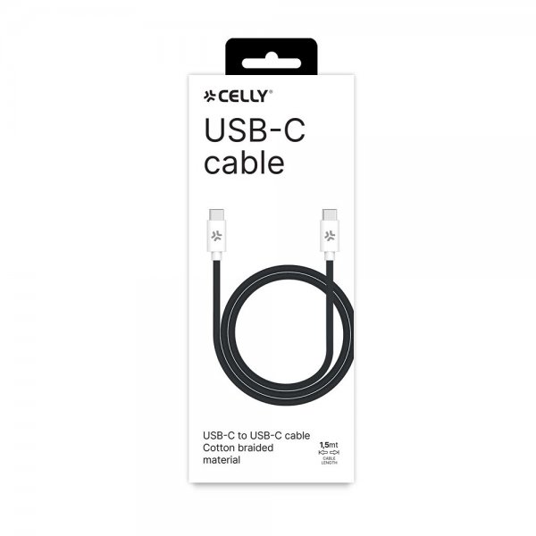 Kabel Cotton Braided USB-C/USB-C 1.5m Sort