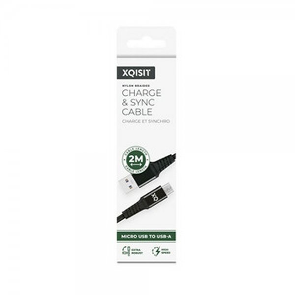 Kabel Flettet USB-A/Micro-USB 2m Sort