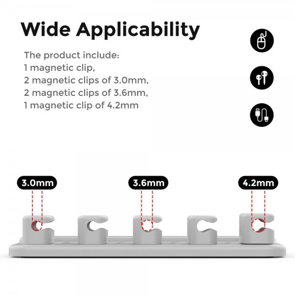 Kabelholder WG104 Magnetisk Grå