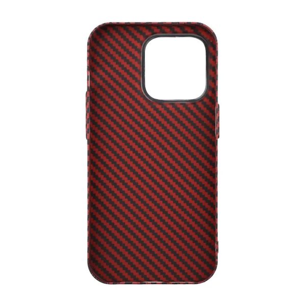 iPhone 14 Pro Cover Kulfibermønster Rød