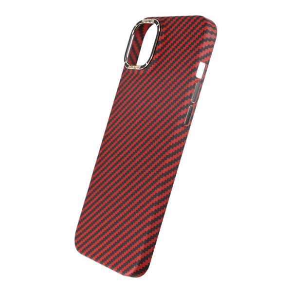 iPhone 14 Pro Cover Kulfibermønster Rød