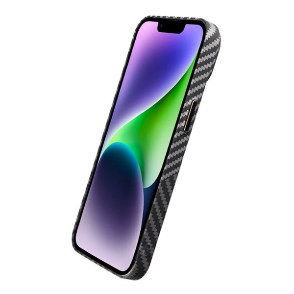 iPhone 14 Cover Kulfibermønster Sort Hvid