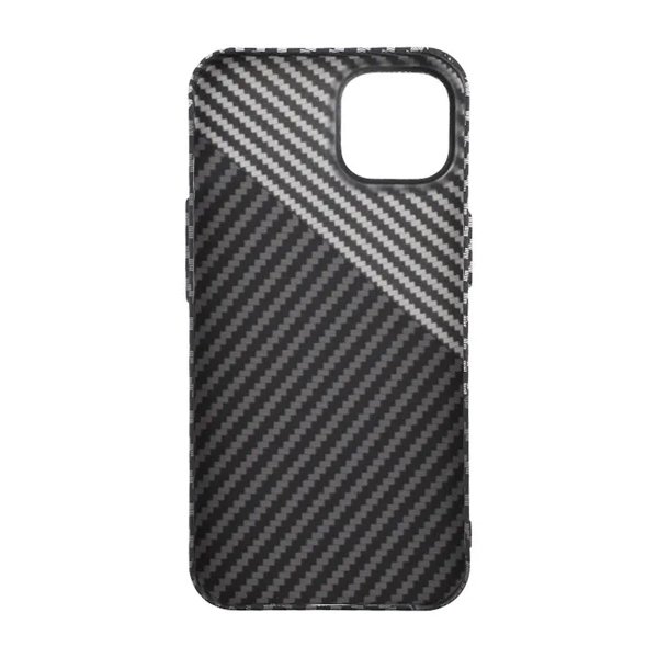 iPhone 14 Cover Kulfibermønster Sort Hvid