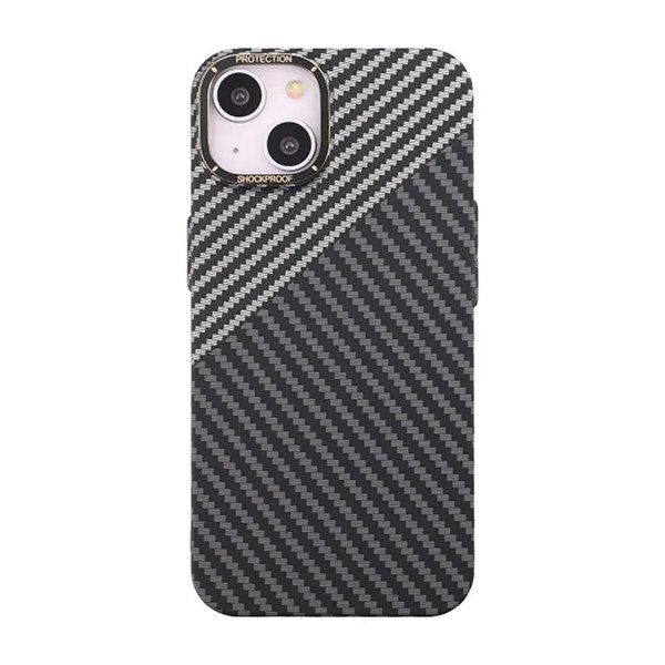 iPhone 14 Cover Kulfibermønster Sort Hvid