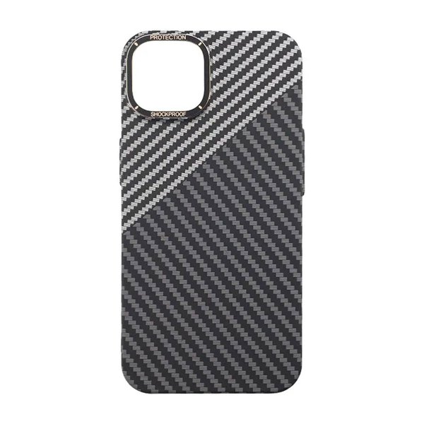 iPhone 14 Cover Kulfibermønster Sort Hvid
