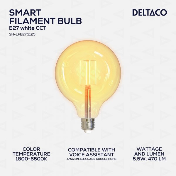LED-pære Filament E27 WiFi G125 5.5W
