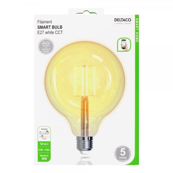 LED-pære Filament E27 WiFi G125 5.5W