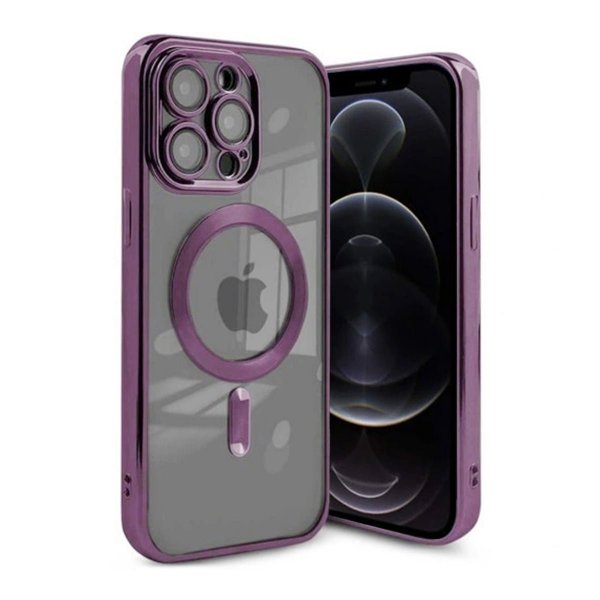 iPhone 12 Pro Max Cover Glitter Transparent MagSafe Lilla