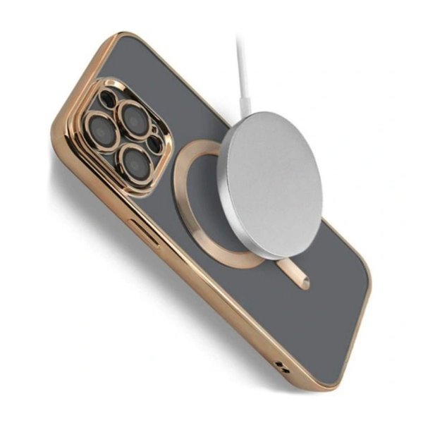 iPhone 13 Pro Max Cover Glitter Transparent MagSafe Guld