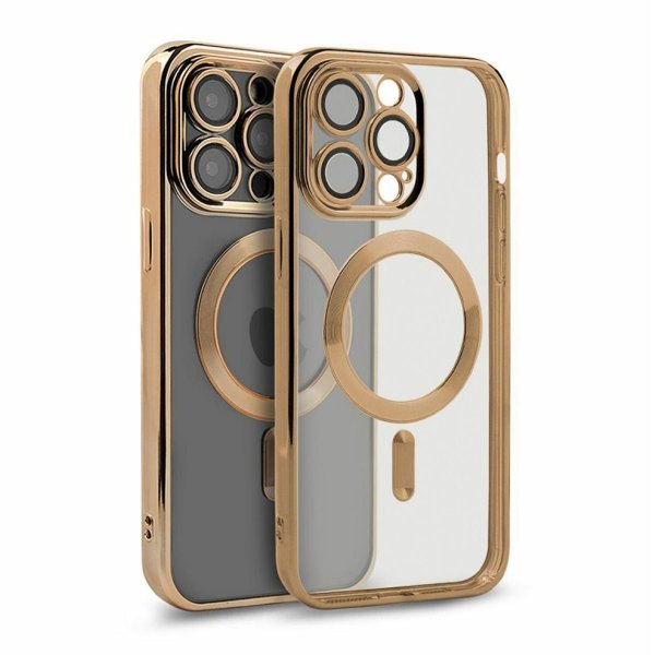 iPhone 13 Pro Max Cover Glitter Transparent MagSafe Guld
