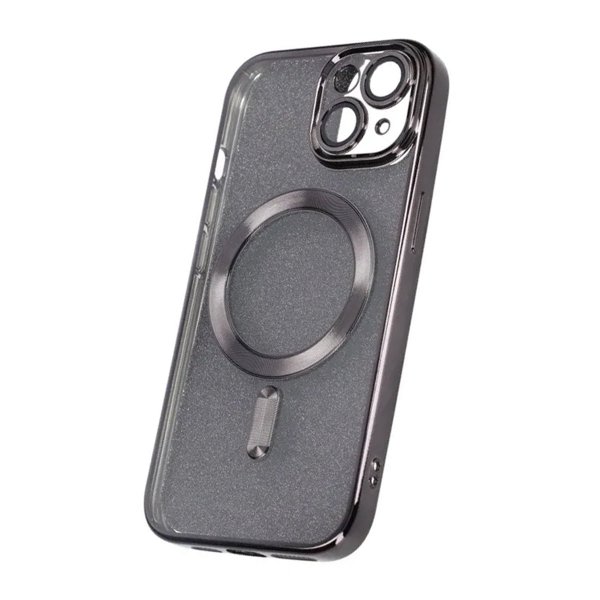 iPhone 14 Cover Glitter Transparent MagSafe Sort