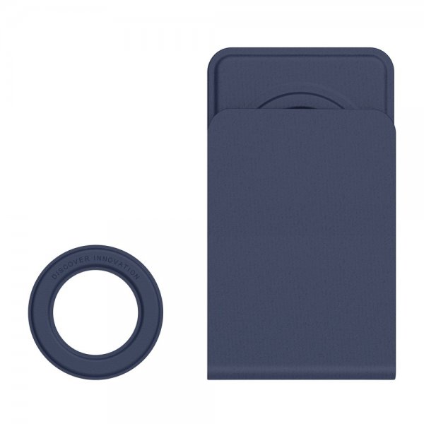 Mobilholder MagSafe Plain Leather + Magnetic Ring Blå
