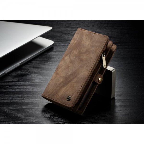 Mobilplånbok till Apple iPhone X/Xs Bondet læder TPU Löstagbart Cover Brun