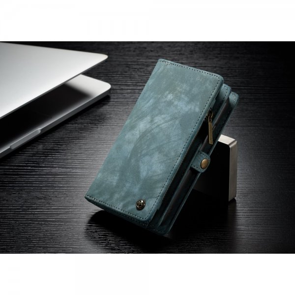 Mobilplånbok till Apple iPhone X/Xs Bondet læder TPU Löstagbart Cover Blå