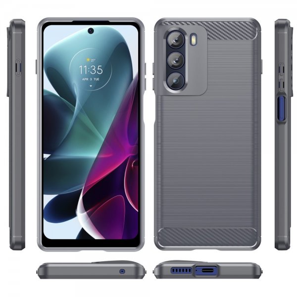 Motorola moto g200 5G Cover Børstet Karbonfibertekstur Grå