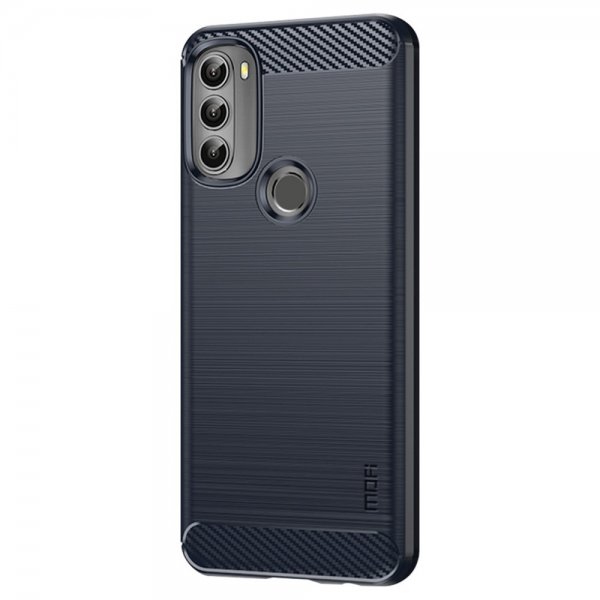 Motorola moto g71 5G Cover Børstet Karbonfibertekstur Blå