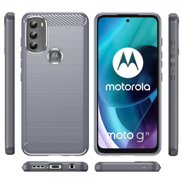 Motorola moto g71 5G Cover Børstet Karbonfibertekstur Grå