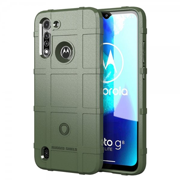 Motorola Moto G8 Power Lite Cover Rutmønster Grøn