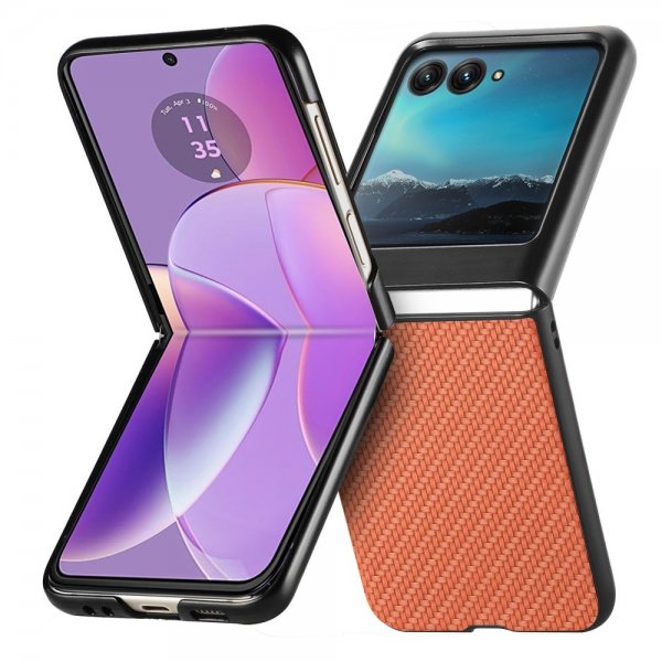 Motorola Razr 40 Ultra Cover Kulfibertekstur Brun