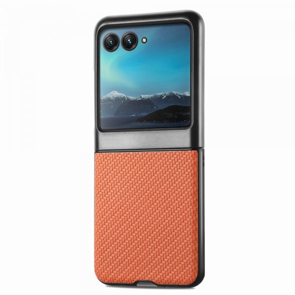 Motorola Razr 40 Ultra Cover Kulfibertekstur Brun