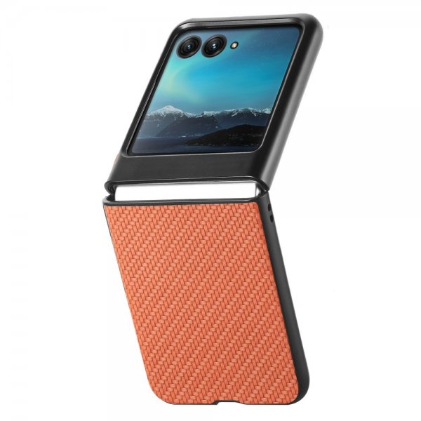 Motorola Razr 40 Ultra Cover Kulfibertekstur Brun