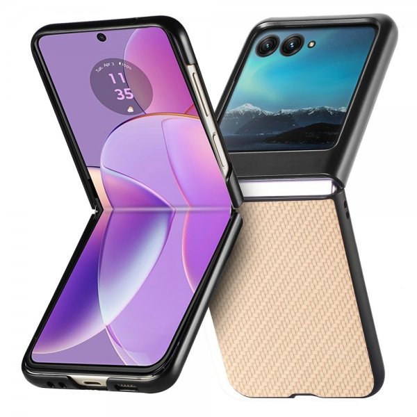 Motorola Razr 40 Ultra Cover Kulfibertekstur Khaki